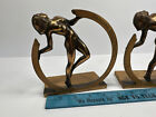 Vtg Pair  x2  Genuine Bronze Art Deco Nude Flapper Bookends