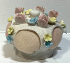 Vintage Ardalt Japan Porcelain Sewing Pin Cushion Applied Flowers Pink China