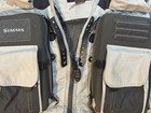 Simms Fly Fishing Vest Gray Black Multi Pocket Zip Front Mesh Panels