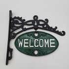 Large Welcome Go Away Cast Iron Sign Reversible Heavy Duty Antique Style 11 5 