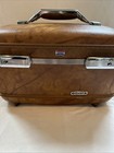 Vintage American Tourister Train Case Cosmetic Tray Suitcase Brown W  Key