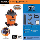 New Ridgid 12 Gal 5 0 Peak Hp Shop Vac Nxt Wet Dry Vacuum Built-in Drain 7  Hose