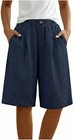 Womens Bermuda Shorts 10 Inch Knee Length Elastic Waist Summer Lounge Shorts
