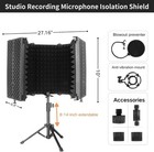 Microphone Isolation Shield  5 Panel Sound Shield With Pop Filter And Tripod    
