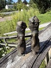 2 Vintage Benin Oba Bronze Statue Sculptures -  5   -6    Non-magnetic