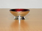 Vintage Danish Sterling Silver Red Enamel Open Salt Cellar