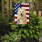 White Samoyed American Flag Garden Size Wdk6407gf
