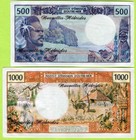 New Hebrides  vanuatu  500 1000 Francs Nd 1980  P19c P20c Au