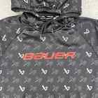 Bauer Hockey Hoodie Youth Large Black All Over Print Logo Pocket Drawstring