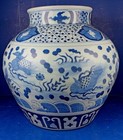 Large Antique Chinese Blue   White Export Porcelain Vase