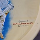 Olympia Beer Capital Brewing Metal Beer Serving Tray 1970 s Lady Riding Beer Nos