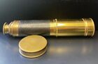 Antique Brass Spyglass   Compass Made In France 3 Draw Telescope 10    To 29 5   