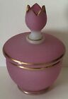 Antique Rare Satin Pink Opaline Bristol Glass Crowntop Vanity Powder Dresser Jar