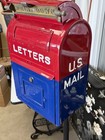 Antique Original 1909 Usps Cast Iron Mailbox Letter Box W  Pennzoil Oil Stand