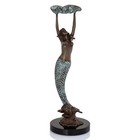 Mermaid With Tray Figurine Coastal Ocean Decor Decorative Statue Serving Accent