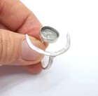 Crescent Moon Silver Ring Blank Base Bezel Settings Cabochon Base 12mm G34951