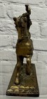 Vtg Cast Bronze Brass Falconer Woman On Horse With Bird Statue French