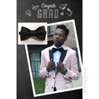 Custom Mens Bow Tie Black Faux Leather Checkers Pre-tied Adjustable
