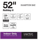New    Hapton Bay Rothley Ii 52 In  Indoor Led Brushed Nickel Ceiling Fan