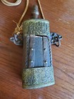 Antique Brass   Copper Gunpowder Flask Priming Flask  Vintage Military  Ornate