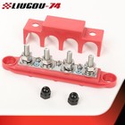 4 Post Busbar Bus Bar Power Distribution Block 12v 250a 5 16  Black   Red
