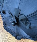 Victorian Antique Black Silk Parasol Gothic Mourning Tiered Ruffled Umbrella