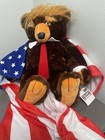 Huge Trumpy Trump Bear Plush Zipper Pouch W Flag 22in New W Tag