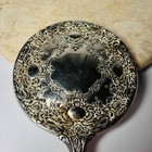 Vintage Heavy Silver Plate Victorian Styled Handheld Vanity Mirror Ornate  1