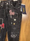Ralph Lauren Polo Girls 4 4t  Patch Jeans Black Embroidered Astor Slim Boyfriend