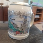 Vintage German Beer Stein Berlin 5 3 4  Tall Ceramic Mug With Lid West Germany