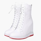 Plus Size Pumps Women Lace Up Leather Wedge High Heel Ankle Boot Fashion Sneaker