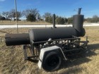 Large Trailer-mounted Commercial Charcoal Outdoor Smoker Barbecue Pit Black