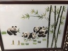Chinese Two-sided Hand Stitch Embroidery Table Screen Panda s Su Silk