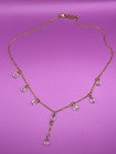 Napier Gold Tone Y-drop Necklace   Faux Crystal Beads   Signed