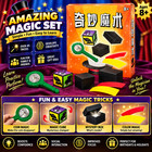 Kids Magic Trick Set For Beginner Magic Toy Kit With Cups Rings Card Tube Age 8 