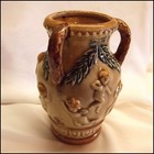 1930s Antique Vintage Japanese Majolica Style Ceramic Angel Cherub Vase