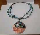 Vintage Native American Santo Domingo Spiny Oyster Shell Turquoise Necklace Wow 