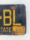 Vintage Ny Empire State 1961 New York License Plate Black   Yellow Metal Rustic