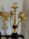 Pair Vintage Limoges Cobalt   Gold Gilt Porcelain Candelabras Candle Holders
