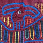 Vintage Kuna Mola Red Hand Stitched Textile Stylistic  Folk Art 13    X 15 