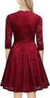 Red Lace Dress Missmay Contrast 3 4 Sleeve Big Swing A-line Dress Women s Xl
