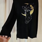 Way To Celebrate Witchy Black Cat Long Sleeve Shirt Women s Small Halloween Moon