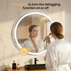 Round Led Bathroom Mirror Wall Mounted anti-fog dimmable 3-color Light memory Fu