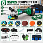 Cordless Angle Grinder 20v Brushless 4 5  35pcs Kit Battery Charger 2 Batteries