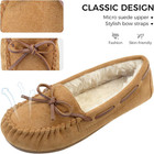 Women s Moccasin Slippers Micro Suede Warm Faux Fur Pile Lined Lace-up Cozy Bow 