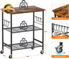 Rolling Kitchen Microwave Cart  3 Tier Microwave Stand With Storage  Small Kitch