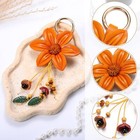 Leather Purse Charms Lily Flower Keychain Orange Bag Keychains Accessories For W