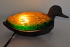 Vintage Duck Lamp Desk Night-light Glass Mallard Amber   Green Mcm