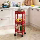 3-tier Foldable Rolling Cart  Collapsible Metal Utility Cart With Wheels  Ass   