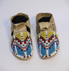 Antique Sioux Moccasins  Painted Parfleche Interior Soles